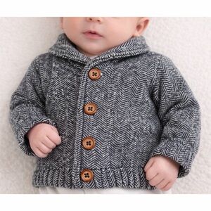 CARTER’S • Black/White Herringbone Collared Cardigan, Newborn